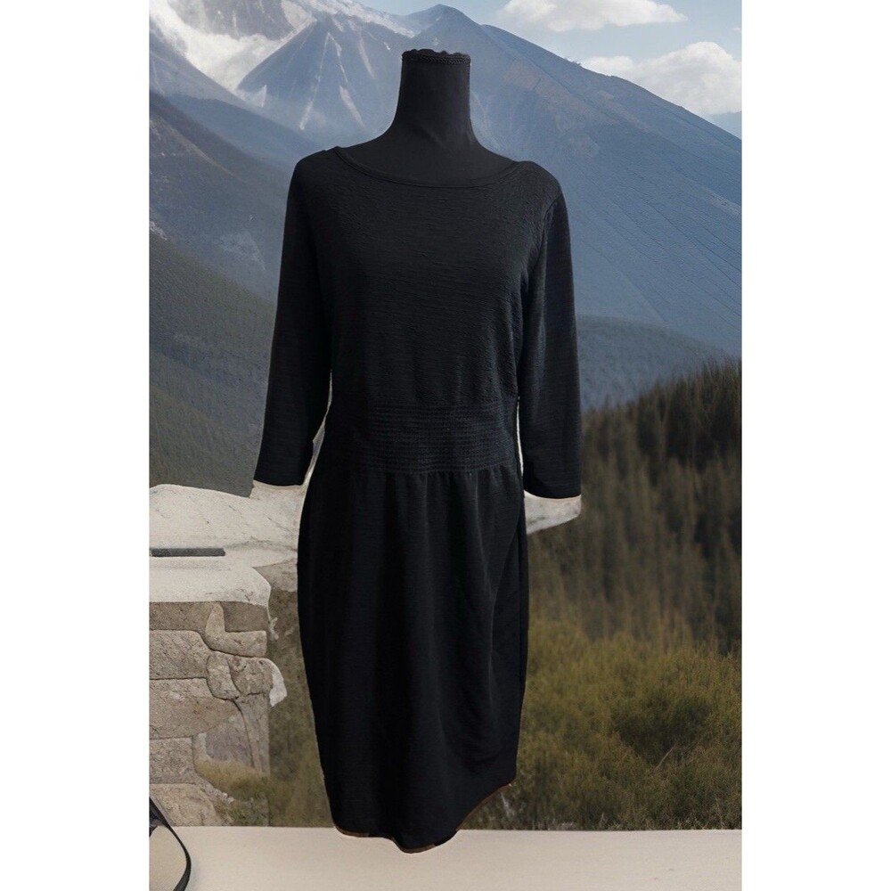 Chic Ashley stewart Black Sheath Midi Long Sleeve Dress 12 Comfy Made In USA
